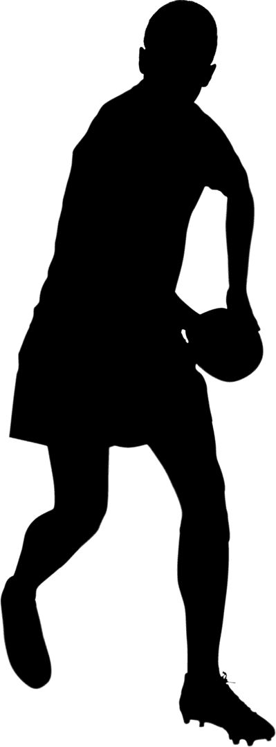 Transparent Rugby Player Running Holding Ball Sporting Action