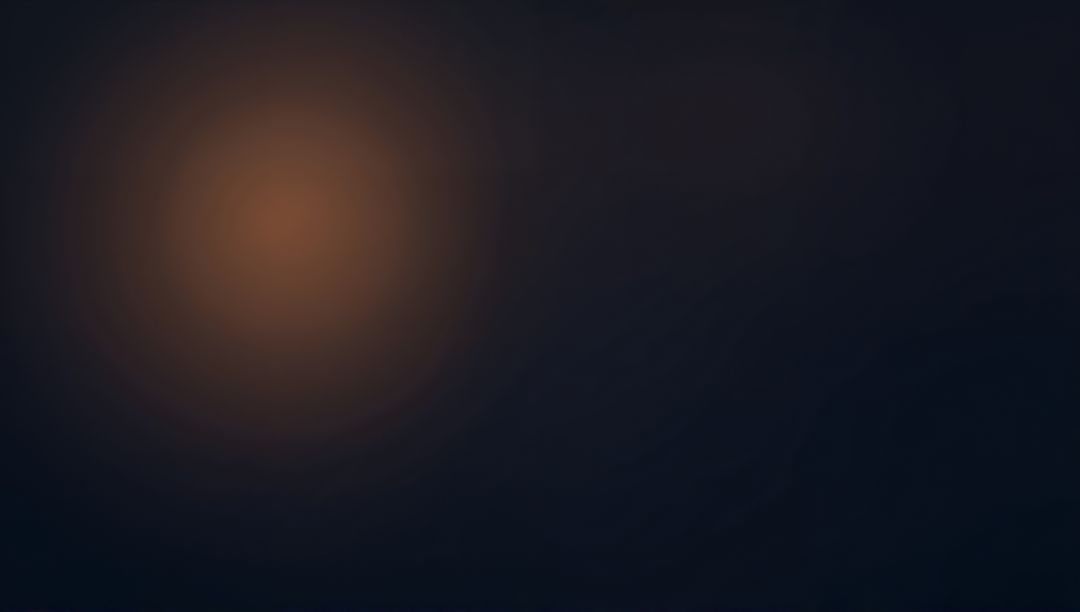 Glowing warm orange orb radiating on deep navy gradient with soft vignette rings