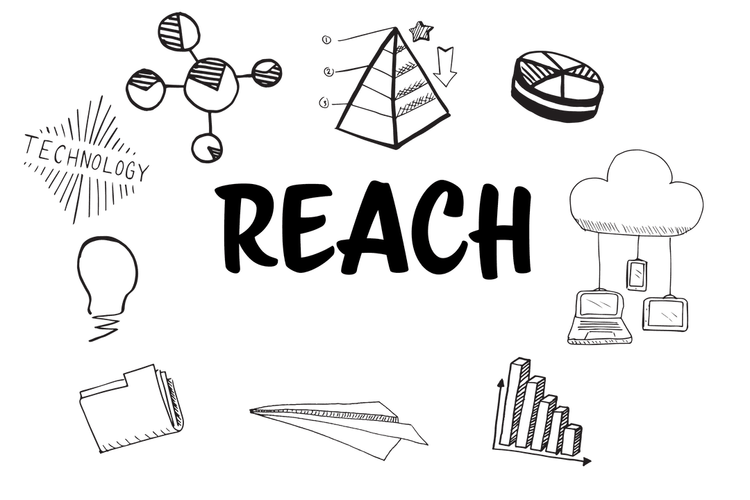 Transparent Digital Icons with Reach Text