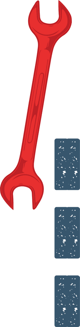 Red Double-Ended Spanner on Transparent Background with Blue Swatches