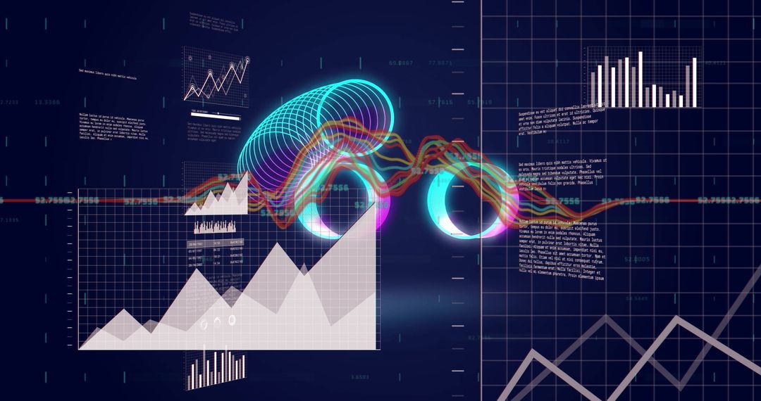 Futuristic Data Dashboard with Neon 3D Visualizations