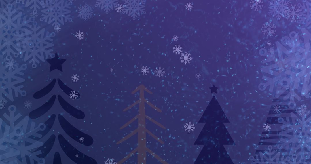 Dreamy Winter Forest with Glowing Snowflakes and Abstract Trees