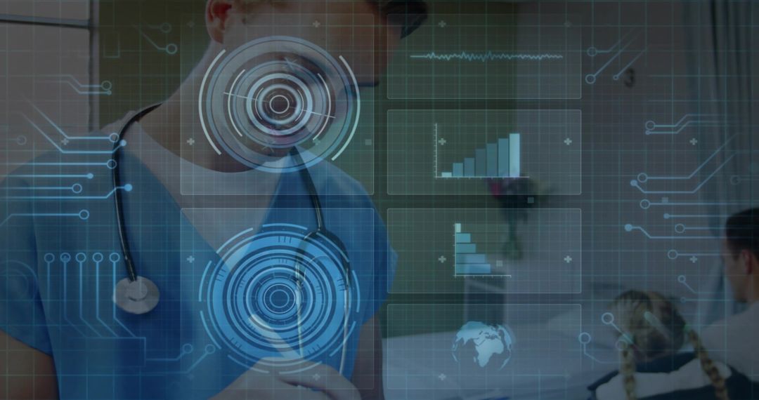 Doctor Utilizing Augmented Reality for Advanced Diagnostics and Patient Care