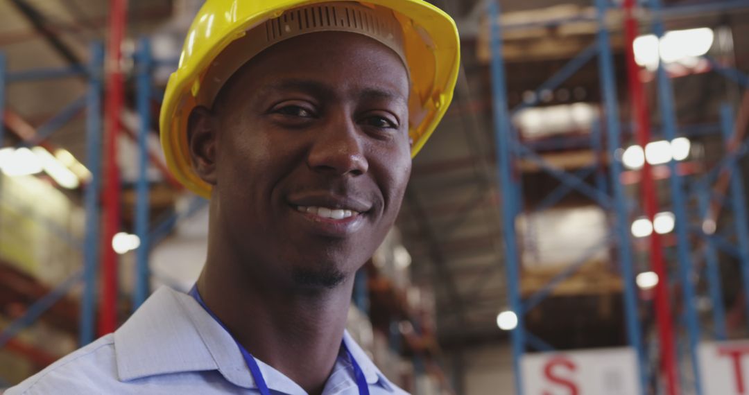 Smiling Male Warehouse Worker Wearing Safety Gear - Free Images, Stock Photos and Pictures on Pikwizard.com