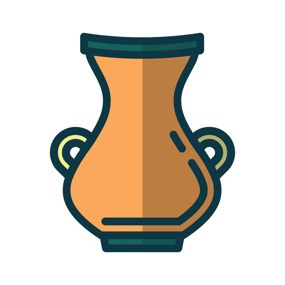 Digital PNG Illustration of Orange Vase, Transparent Vector Design