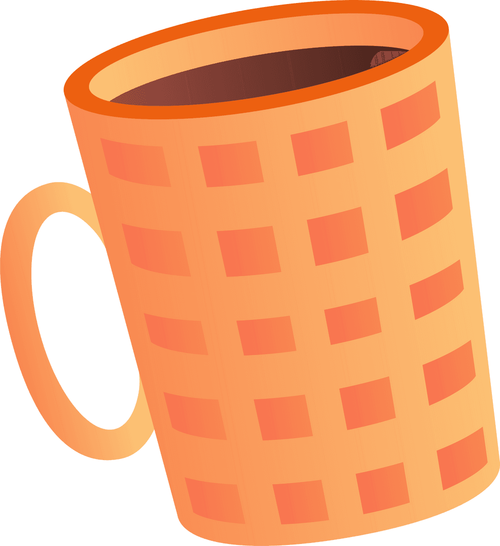 Orange Mug with Hot Coffee on Transparent Background