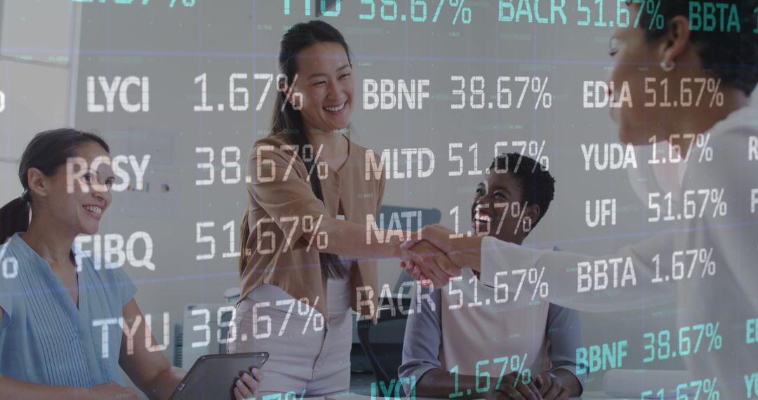 Female Coworkers Collaborating Financial Data Visualization