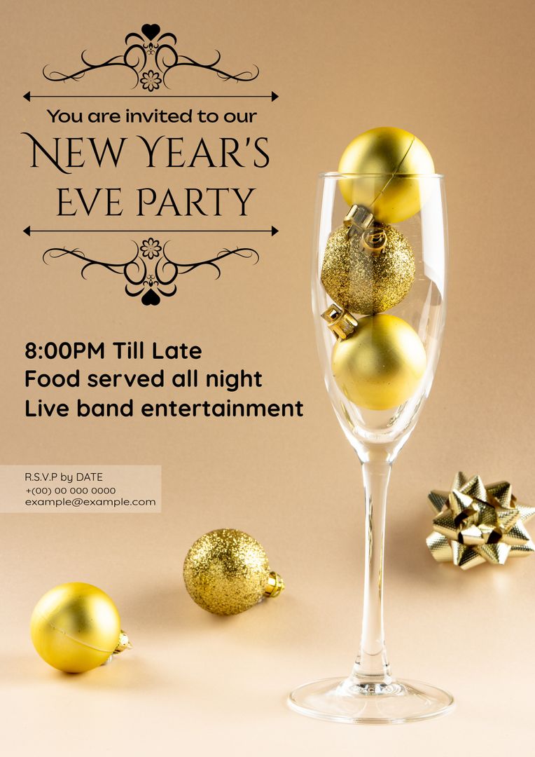 Elegant New Year's Eve Party Invitation Design with Champagne