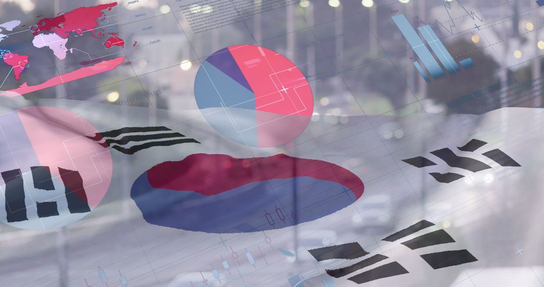 South Korea Flag and Business Conceptual Design with Data