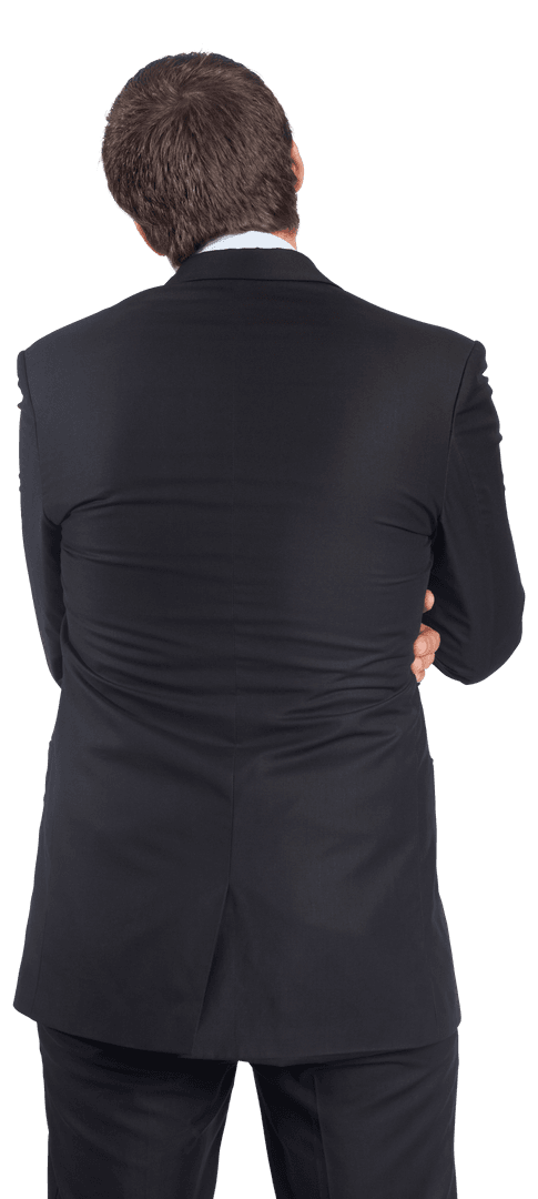 Isolated Caucasian Businessman In Thought On Transparent Background