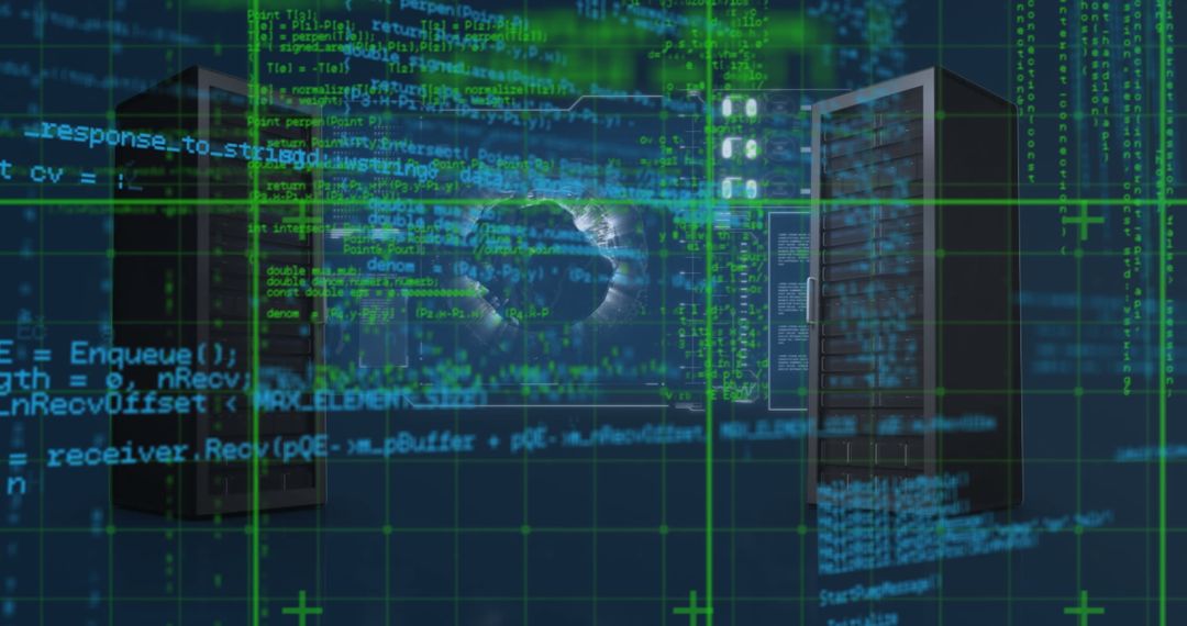 Digital Data Processing Over Servers with Glowing Globe