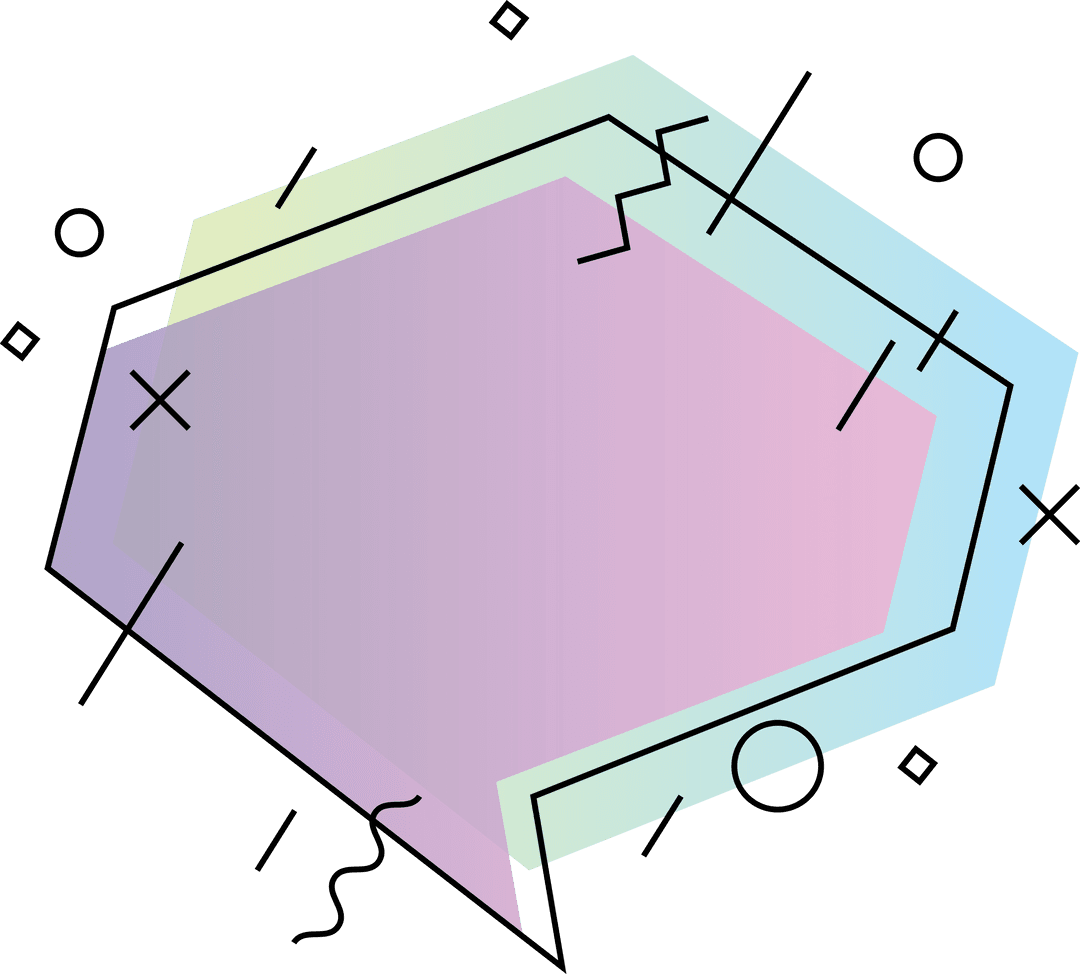 Colorful Geometric Speech Bubble on Transparent Background