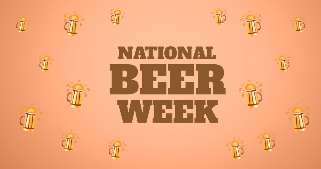 National Beer Week Celebration with Pint Illustrations on Orange Background