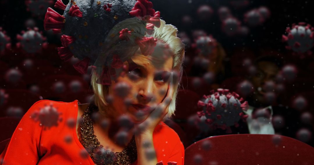 Digital Composite of Theatre Audience and Virus Representation