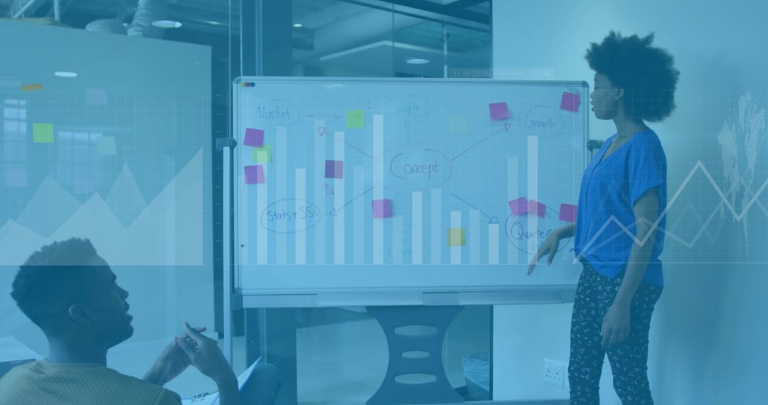 Professional Team Analyzing Business Trends on Whiteboard