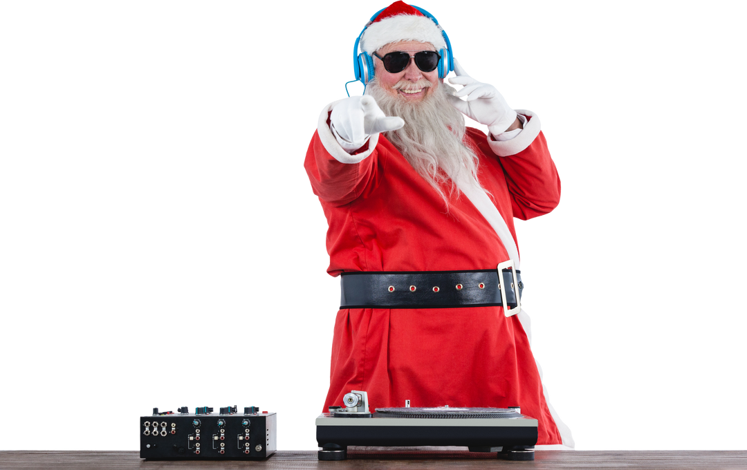 Transparent Santa Claus DJing with Headphones during Christmas Party - Download Free Stock Images Pikwizard.com