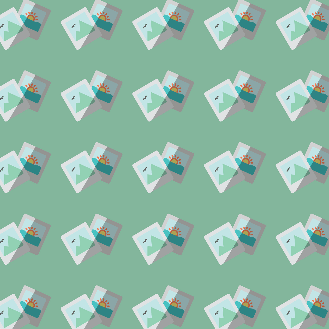 Digital Transparent Postcards Repeating on Green Background