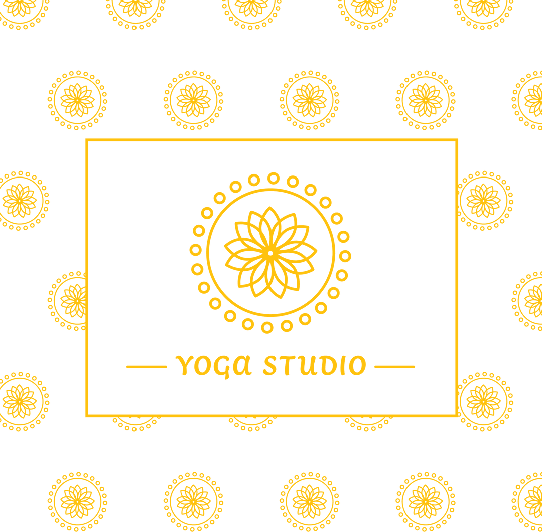 Yellow Pattern with Yoga Studio Text on Transparent Background