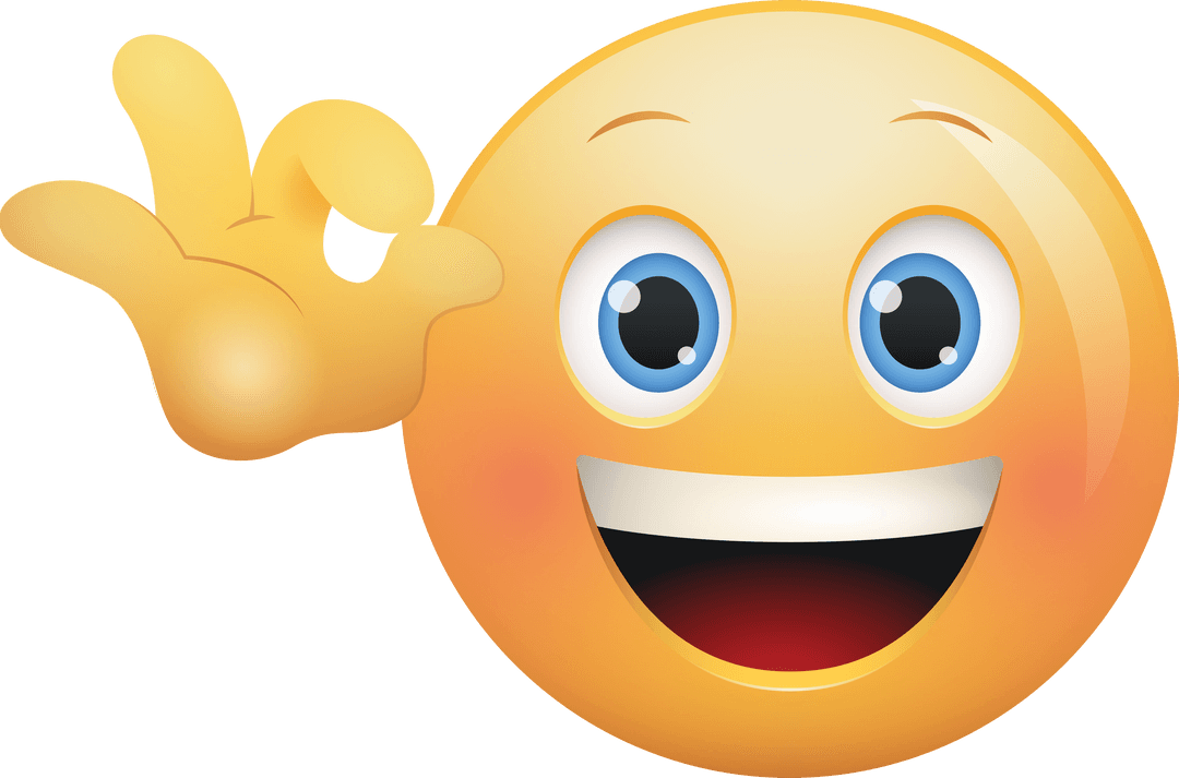 Cheerful Emoji with Perfect Gesture on Transparent Background