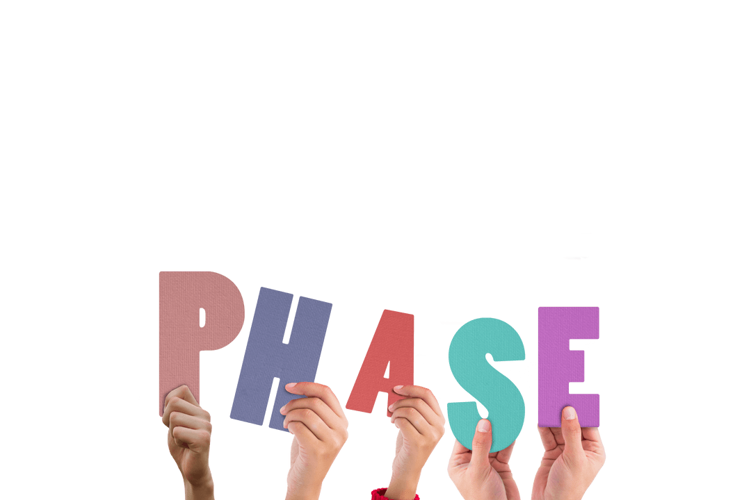 Hands Holding Colorful Letters Forming Word Transparent Phase