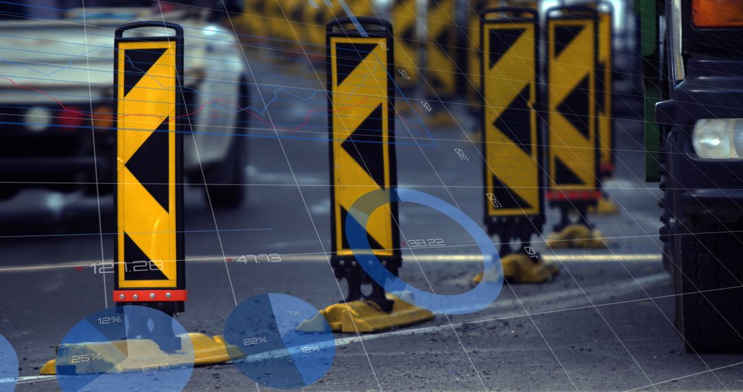 Digital Analytics Overlay on Busy City Street