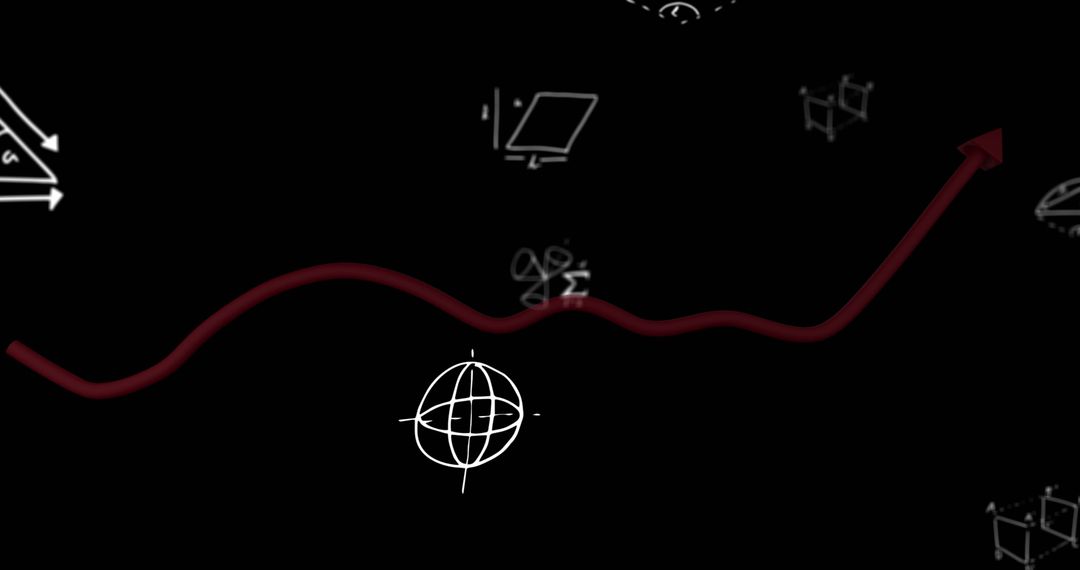 Digital Interface Concept with Mathematical Equations on Black Background