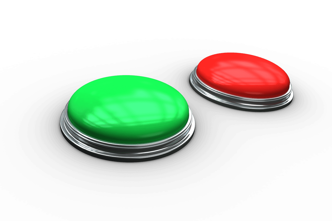 Glossy Red and Green Transparent Push Buttons Illustrating Choices