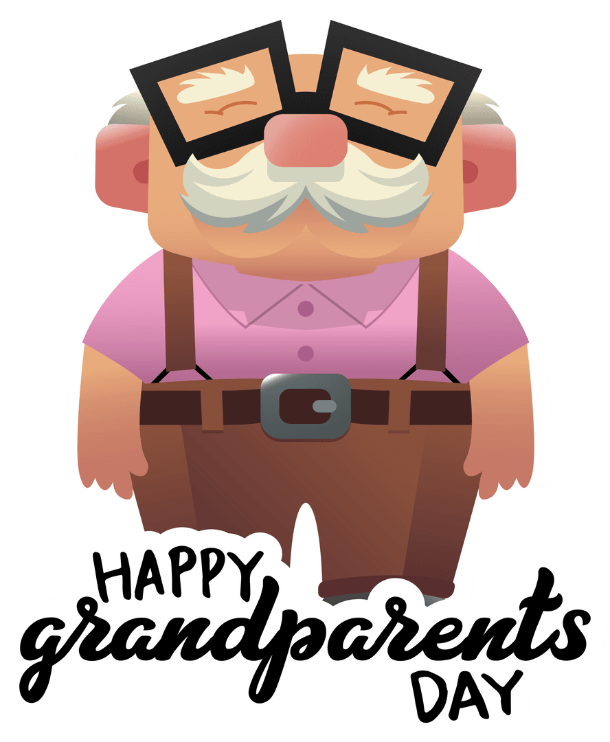 Happy Grandparents Day Grandpa Illustration with Transparent Background