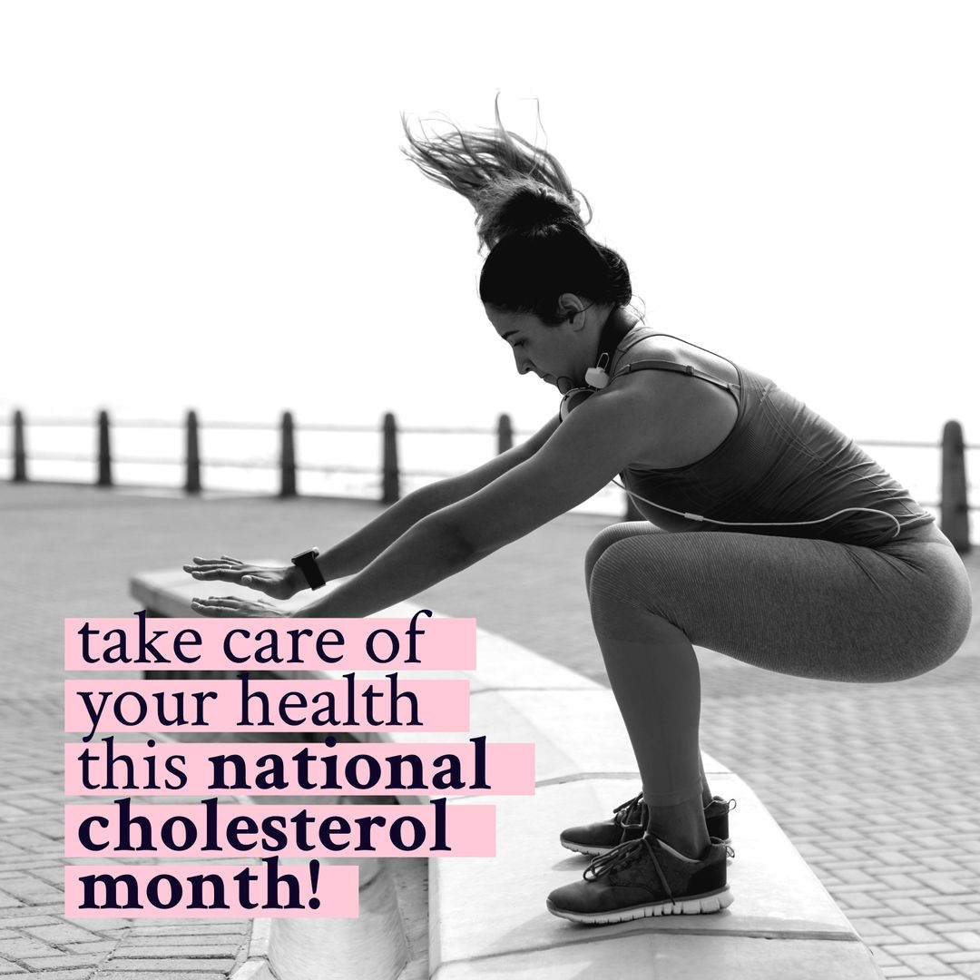 Focused Woman Jumping Exercise Cholesterol Awareness