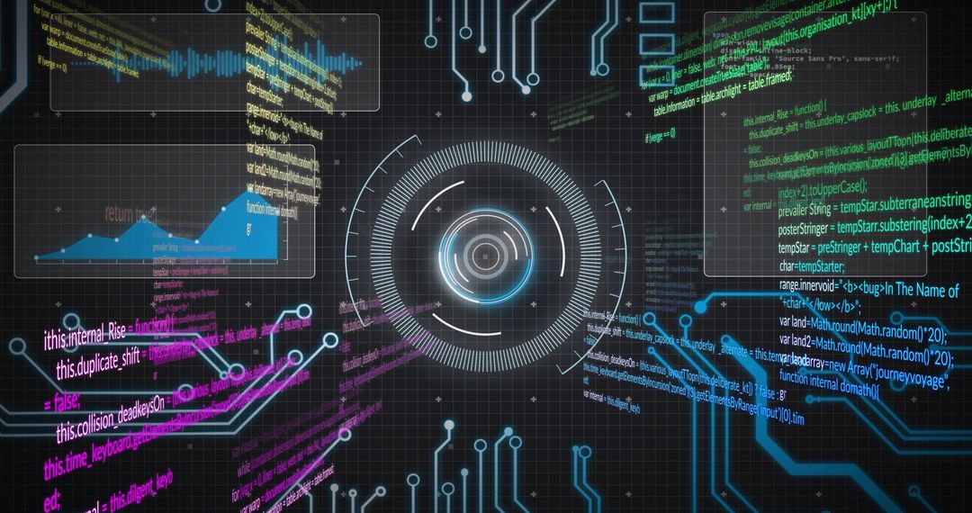 Digital Data Processing Concept with Circular Scanner Overlay