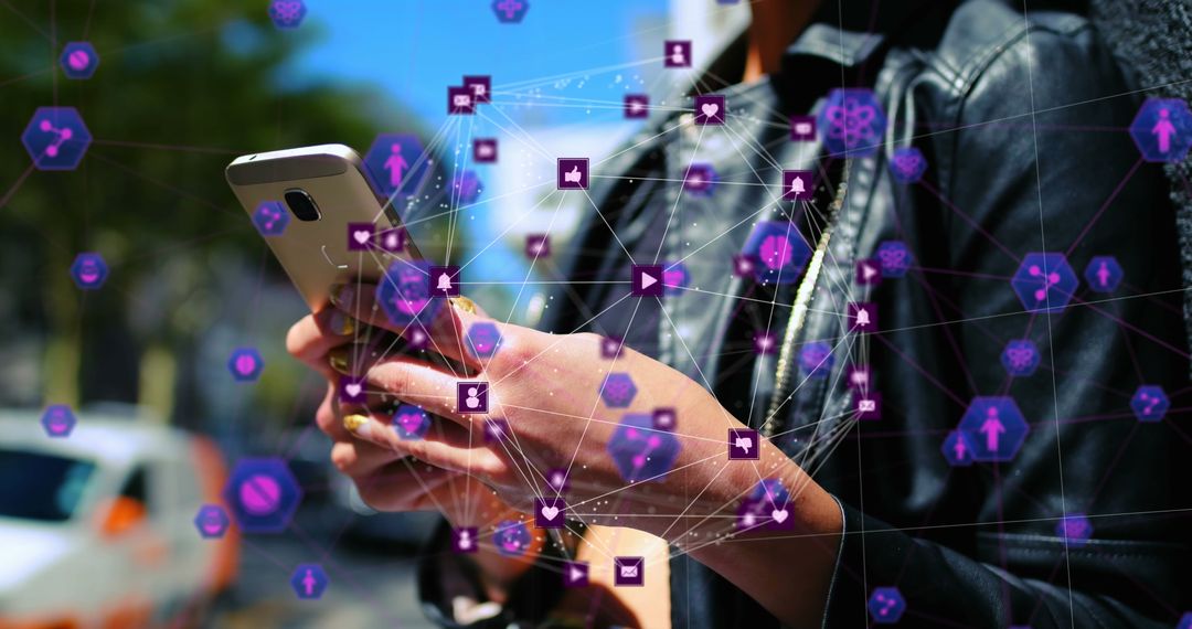 Caucasian Woman Exploring Digital Networks on Smartphone