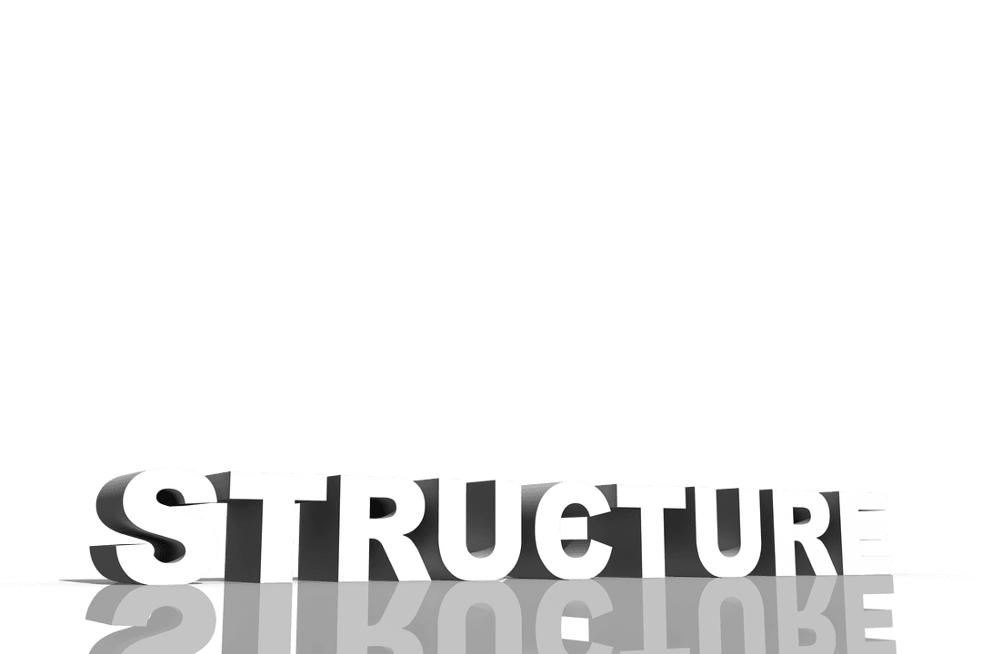 3D Word Structure Transparent Illustration Reflective Perspective