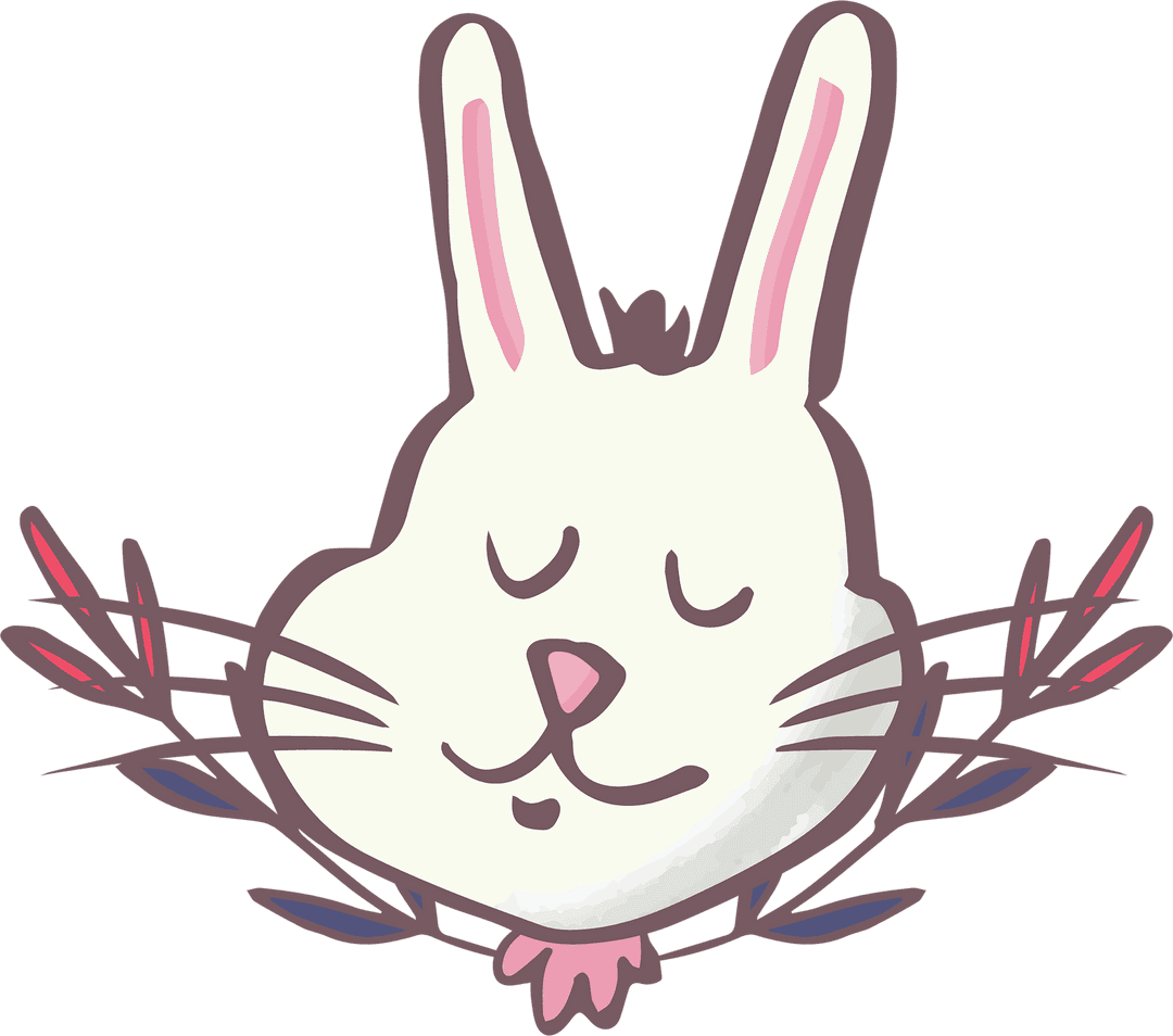 Smiling Bunny Illustration on Transparent Background for Easter