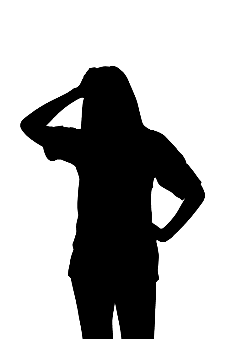 Transparent Silhouette of Woman Scratching Head