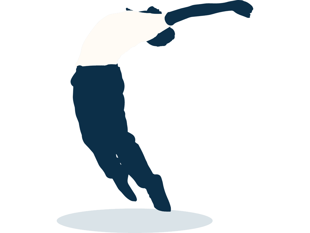 Silhouette of Male Dancer Performing Dynamic Dance Move on Transparent Background