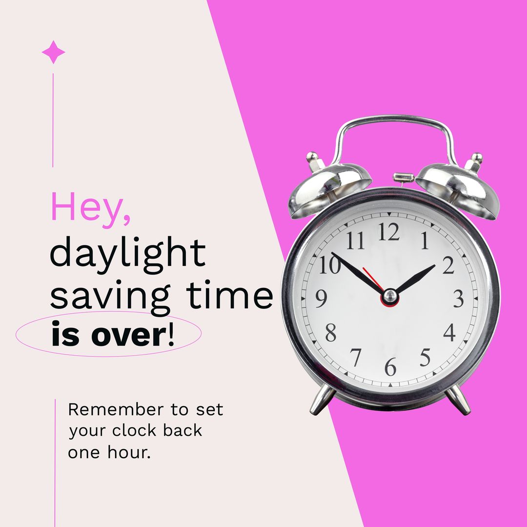 Daylight Saving Time Over Reminder with Retro Alarm Clock - Download Free Stock Templates Pikwizard.com