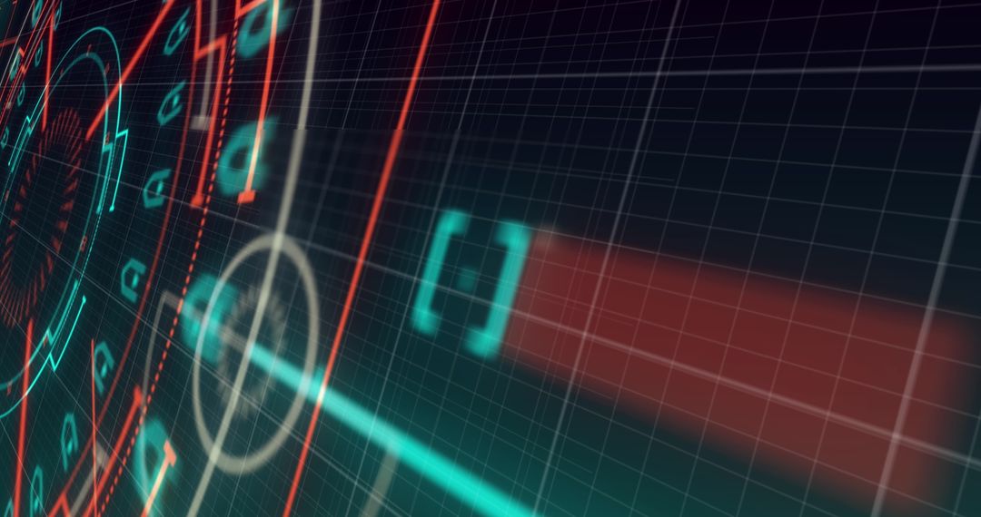 Futuristic Data Interface with Neon Graphics in Digital Space