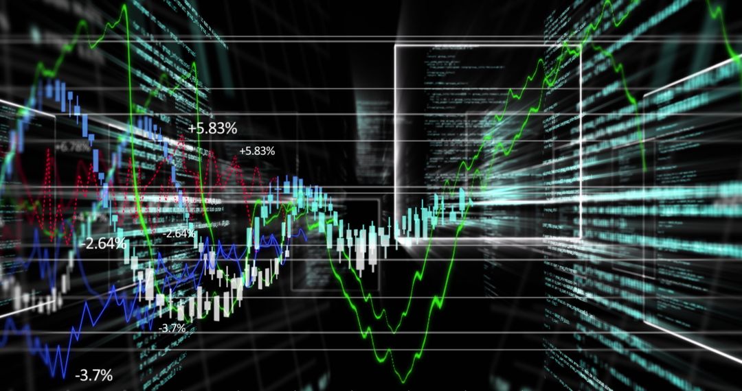 Dynamic Digital Graphs Displaying Market Trends