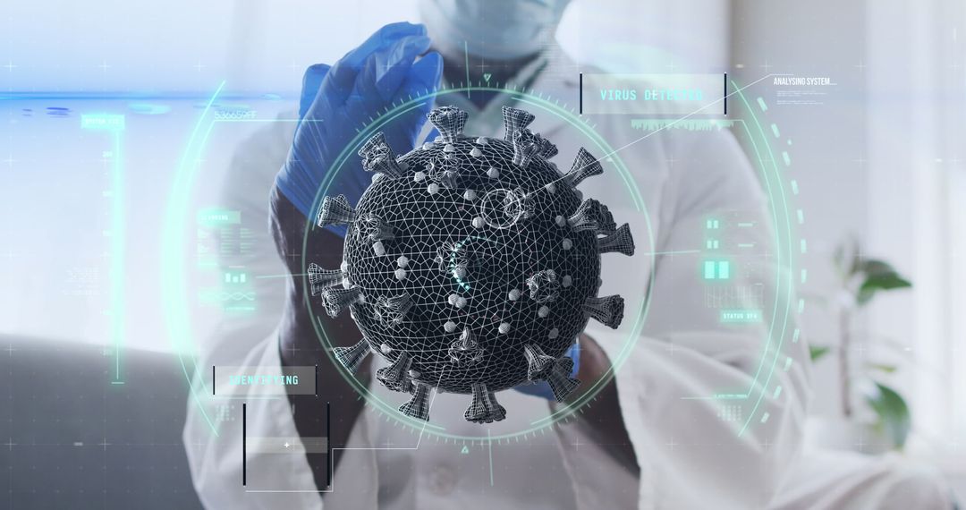 Doctor Analyzing Digital COVID-19 Model with Interactive Interface