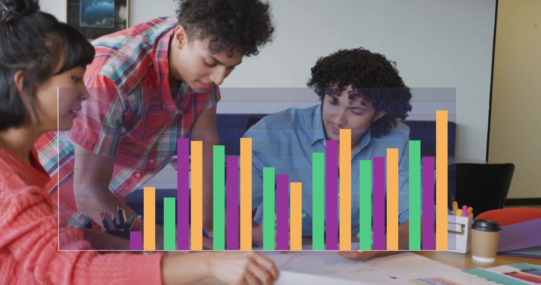 Team Analyzing Financial Charts with Collaborative Spirit