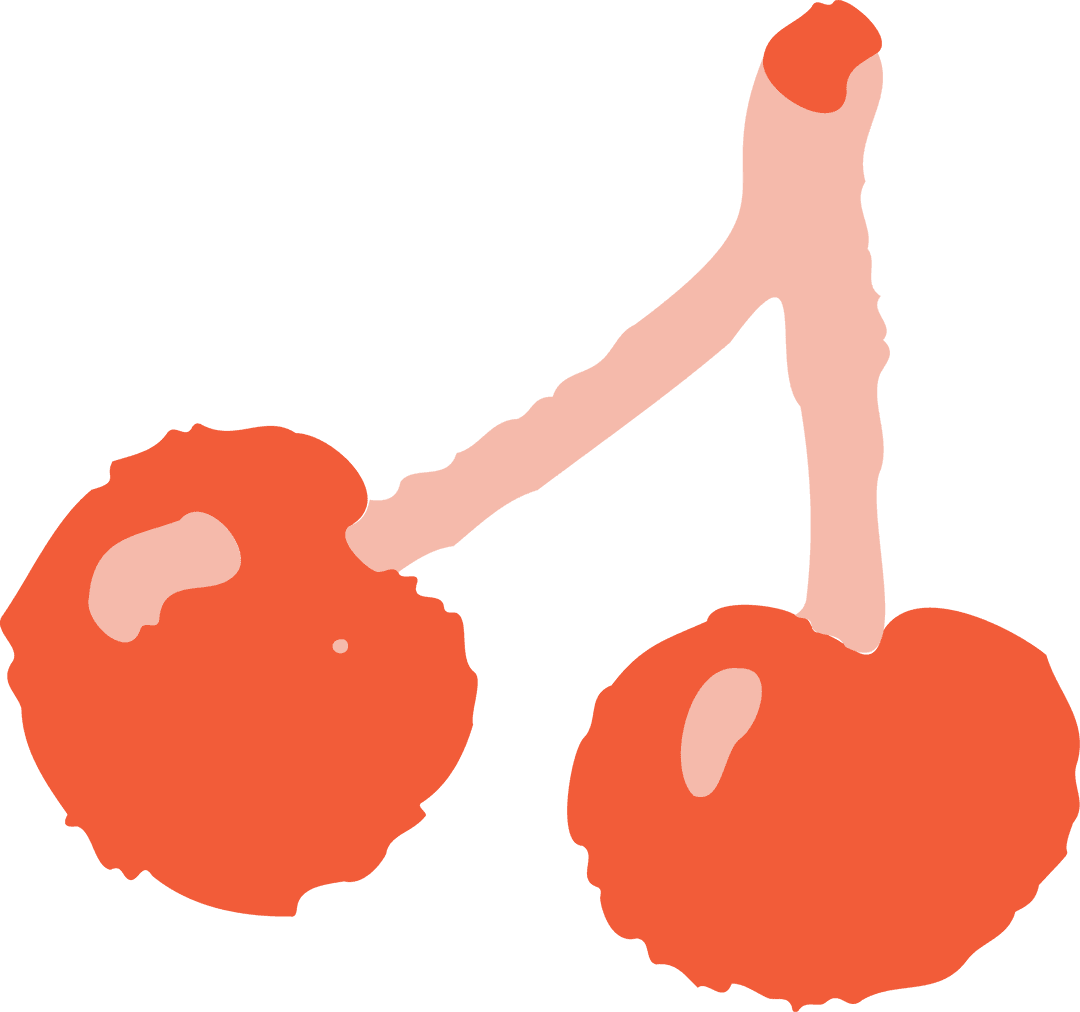 Flat Illustration of Red Cherries on Transparent Background