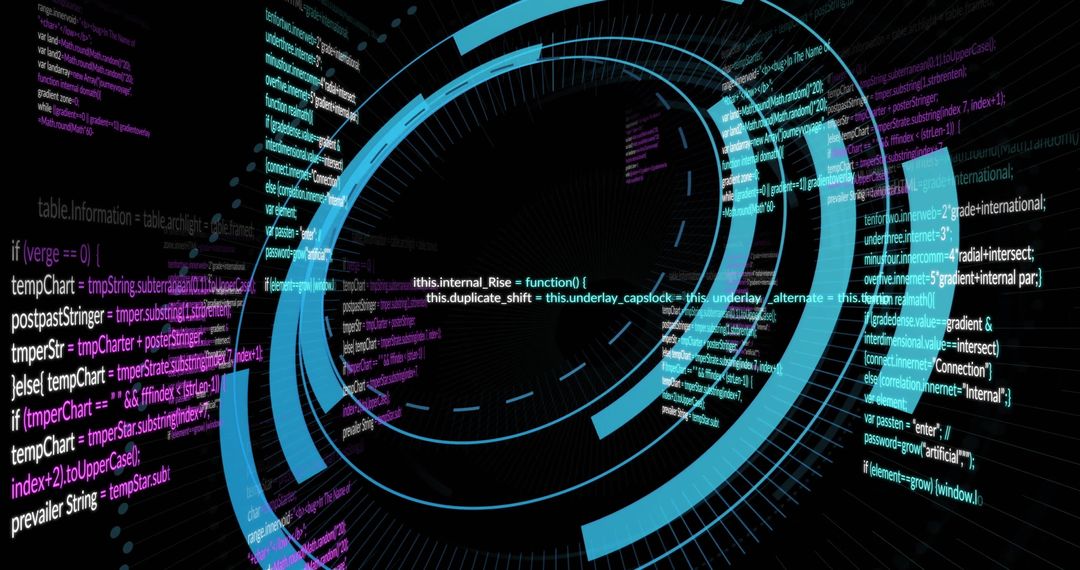 Futuristic Digital Interface with Cyber Code Elements