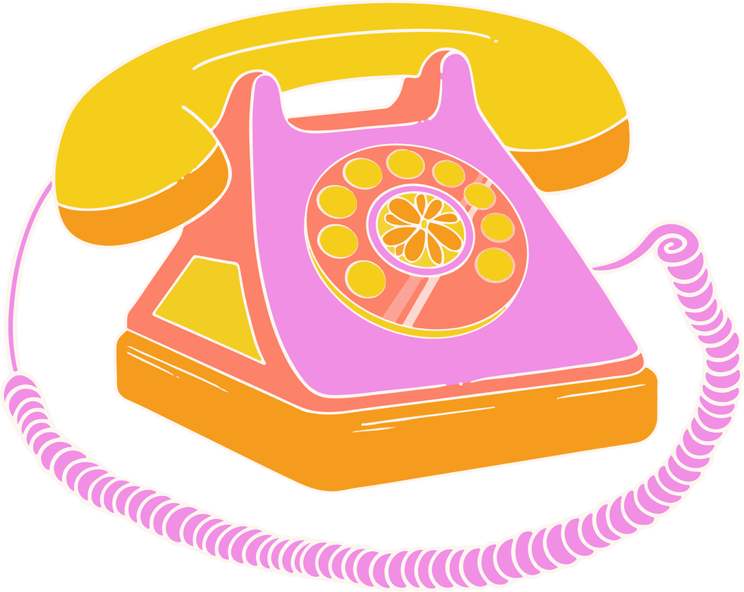 Flat Design Vintage Rotary Phone on Transparent Background