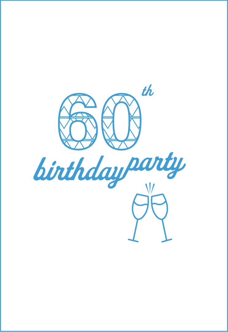 Transparent Illustration of 60th Birthday Card with Blue Pattern - Download Free Stock Images Pikwizard.com