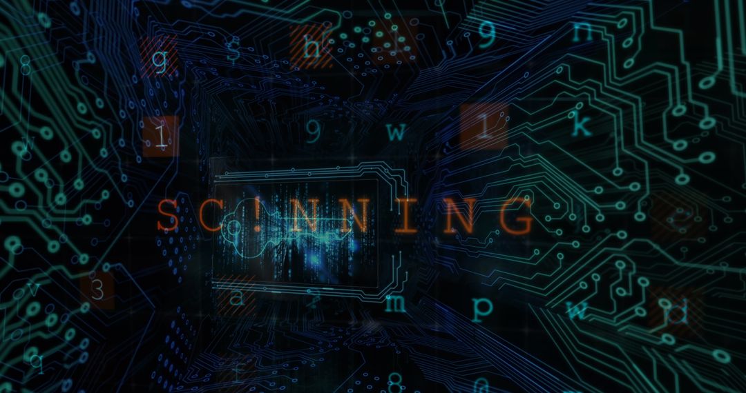 Digital Security Warning on Circuit Board Interface