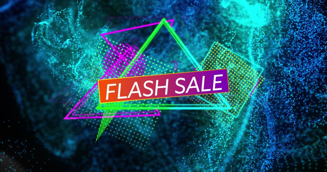 Colorful Flash Sale Banner with Dynamic Blue Waves