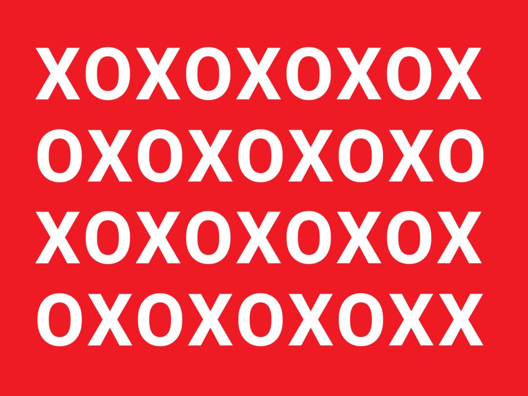 Playful Hugs and Kisses Pattern on Red Background