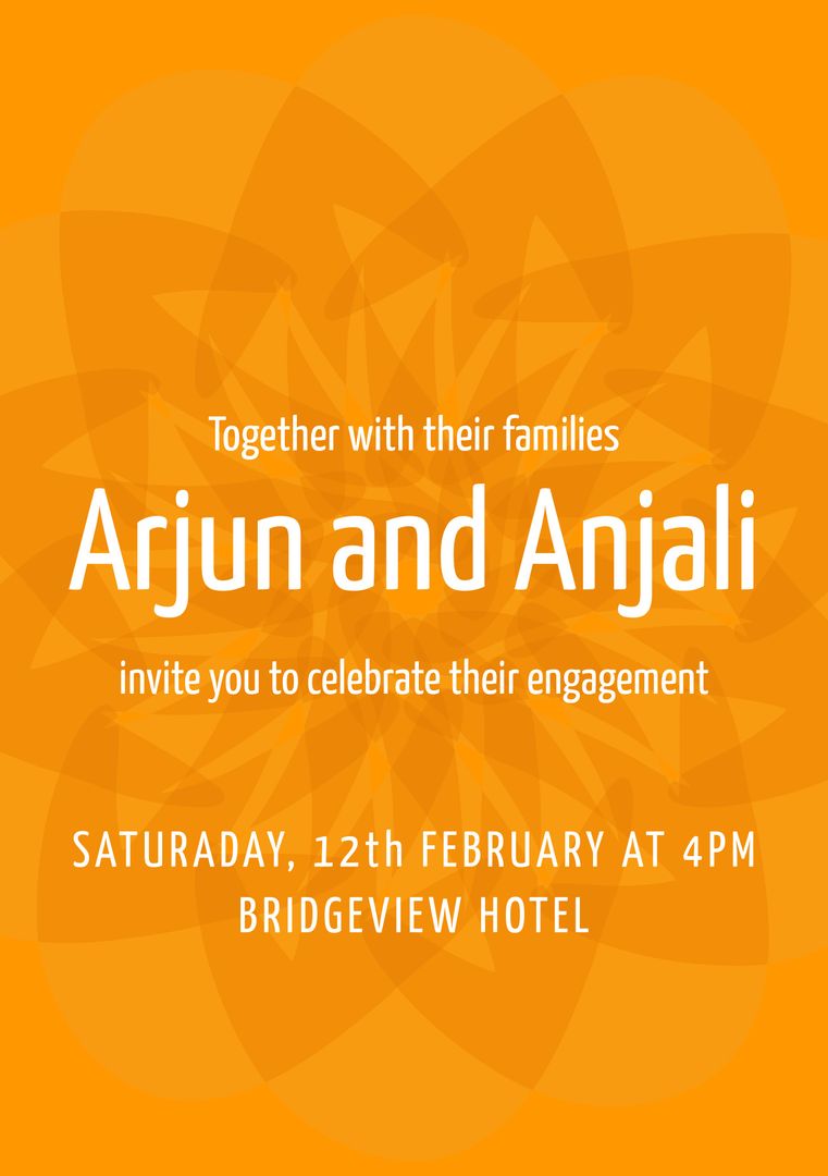 Engagement Invitation with Vibrant Orange Background - Download Free Stock Templates Pikwizard.com
