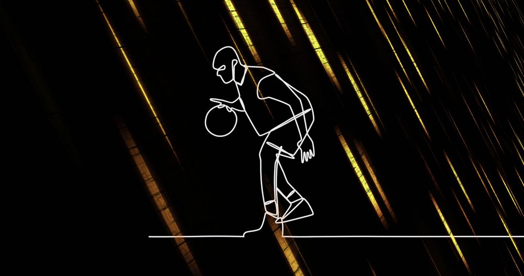 Abstract Line Art of Basketball Player Dribbling