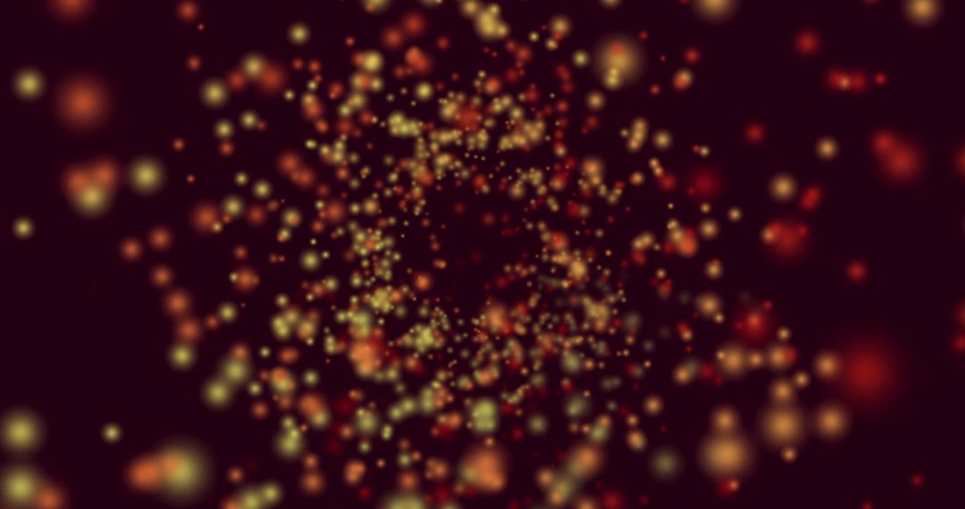 Dynamic Yellow and Red Light Particles on Dark Background
